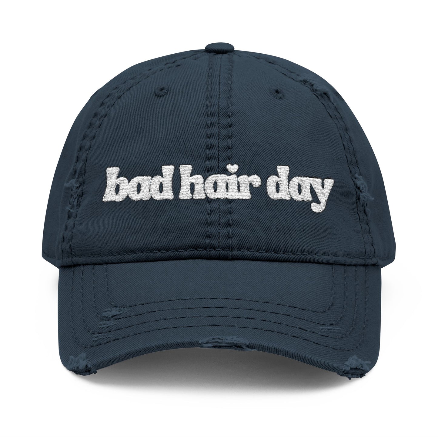 Bad Hair Day Distressed Dad Hat — Embroidered Casual Baseball Cap